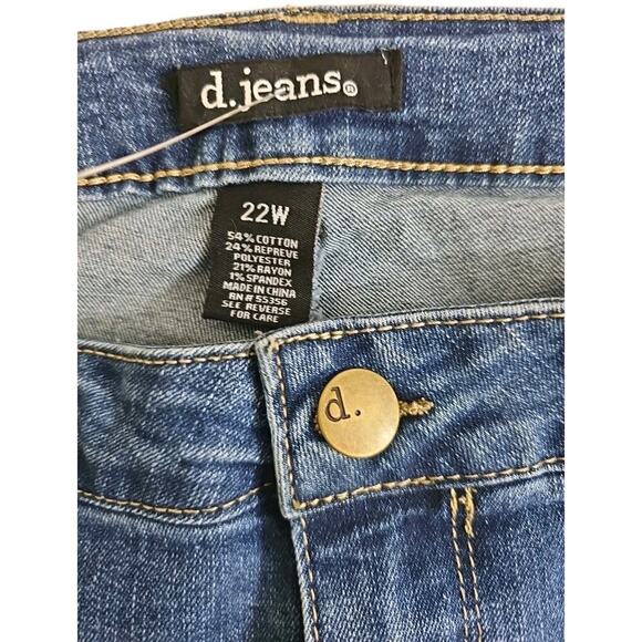 d.jeans ~Woman Plus Size 22W~ Blue Denim Recycled Denim Rolled Capri Jeans NWT. - Picture 10 of 15